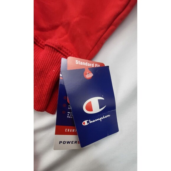 Champion PowerBlend Fleece Pullover Hoodie Red Mens XXL NWT Embroidered Logo - Picture 6 of 8